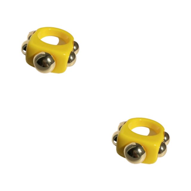 Youkk Beautiful Gold Rings Statement For Fashionable Women Durable Women Rings yellow 2Set