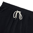 thumbnail image 5 of Domuza Linen Cargo Shorts for Men Summer Casual Loose Elastic Waist Drawstring Lightweight Beach Vacation Shorts with Pockets Black M, 5 of 5