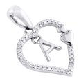 thumbnail image 3 of 10K White Gold Diamond Heart Pendant Dangling Initial A Cut Out Charm 0.10 Ct., 3 of 6