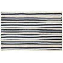 Fennco Styles Woven Ticking Striped Area Rug 24" W x 51" L - Navy Blue Cotton Blend Carpet Indoor Outdoor Floor Mat for Living Room, Entryway, Bedroom and Floor Décor