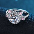 thumbnail image 4 of S925 Sterling Silver Cute Cat Ring Female Pink Cat Paw Ring Female Decoration Cute Cat Open Ring,Silvery,925 Silver, 4 of 6