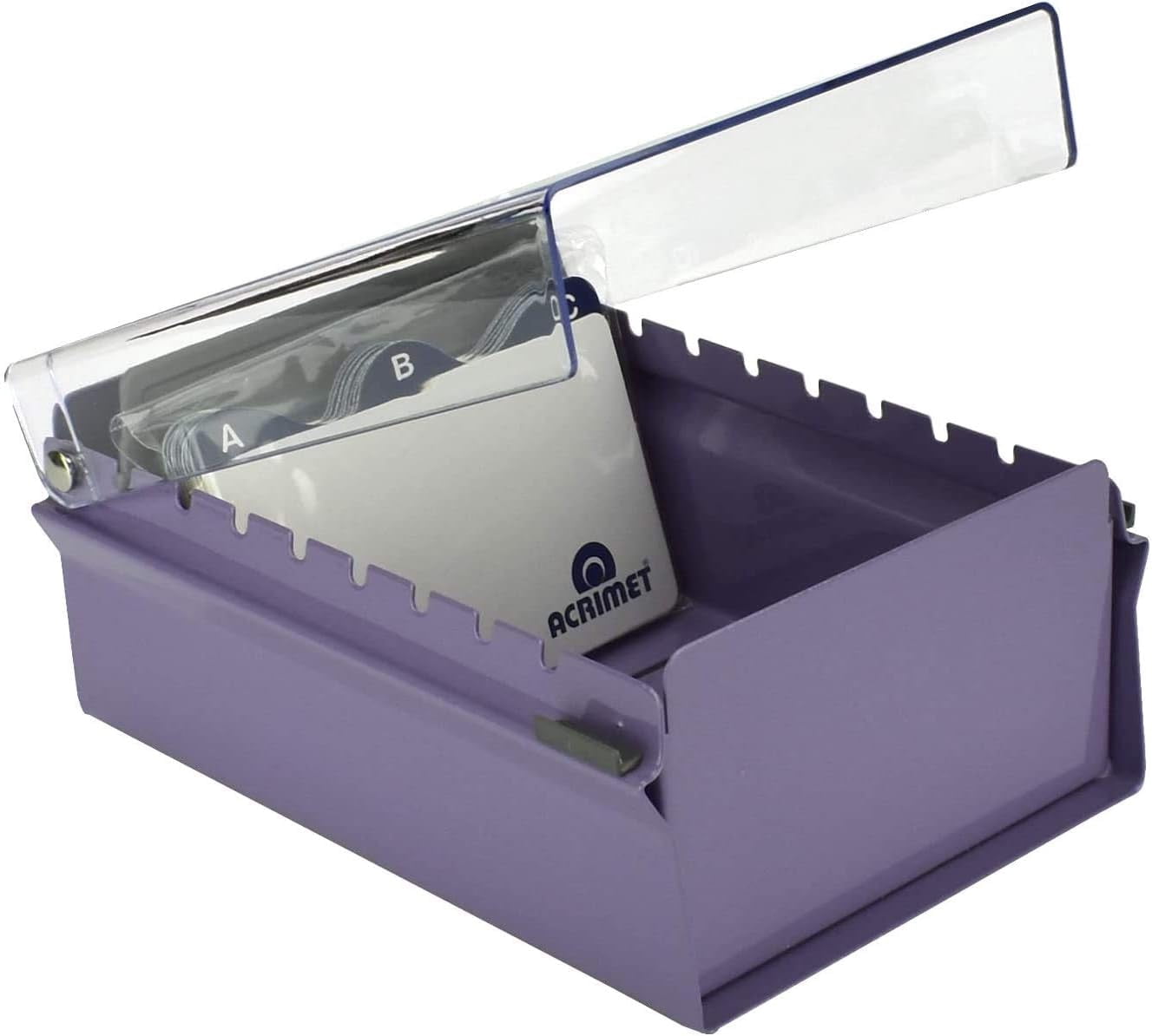 Acrimet 3 x 5 Card File Holder Organizer Box Metal Base Heavy Duty (AZ Index Cards and Divider Included) (Green Color with Clear Crystal Plastic Lid Cover)