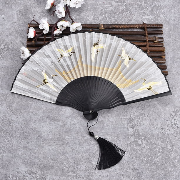 Abanico plegable con personajes Abanico de mano Abanico pequeño con grúa Abanico de regalo creativo cultural femenino