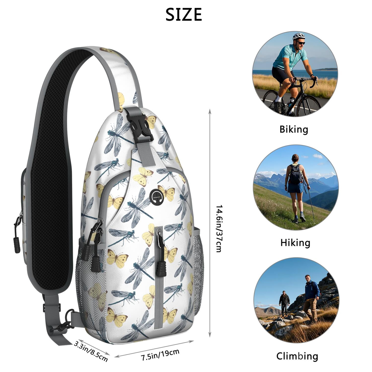 Outer Space Inspired Sling Backpack with Starry Night Pattern – Multipurpose Crossbody Bag with Reversible Strap, Ergonomic Fit, Large Compartments, Smooth Zippers, Ideal for Hiking and Travel