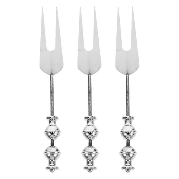 3 tenedores de frutas de acero inoxidable, utensilios de comedor para frutas, postres para reuniones en el hogar, tenedor con cuentas, tenedor para cena, tenedores pequeños de acero inoxidable