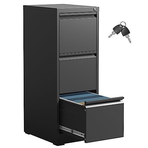 3 Drawer File Cabinet,Metal Filing Cabinets for Home Office,Vertical File Cabinet with Lock,Heavy Duty Metal Storage Cabinet for A4/Letter/Legal Size Files,Assembly Required