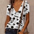 thumbnail image 3 of Camiseta con estampado de Mickey Mouse de Disney para mujer, ropa de verano para niña, camisetas para mujer, sudadera Harajuku, blusa con cuello en V, camisetas de manga corta, 3 of 5