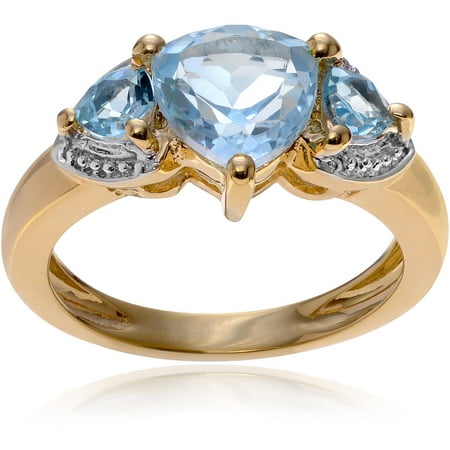 Brinley Co. Women's White and Blue Topaz 14kt Gold-Plated Sterling Silver Fashion Ring