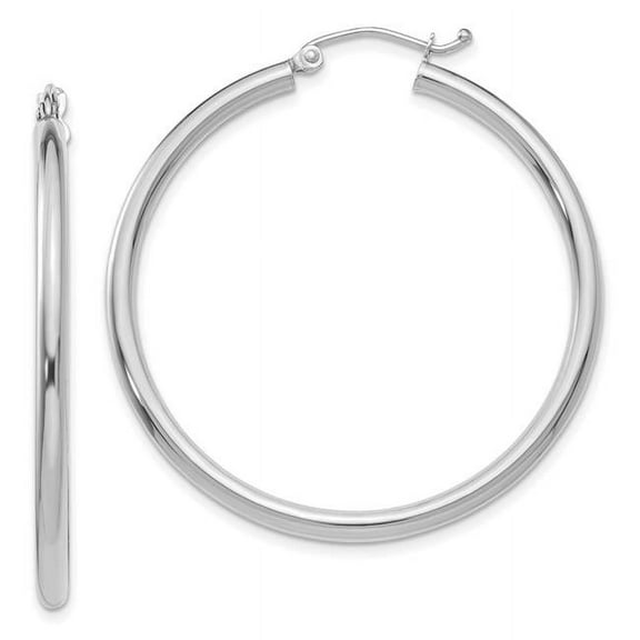 Primal Gold 14 Karat White Gold Polished 2.5mm Lightweight Tube Hoop Earrings