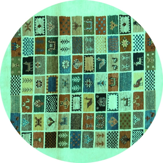 Ahgly Company Indoor Round Abstract Turquoise Blue Contemporary Area Rugs, 6' Round