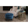 thumbnail image 2 of Ottoman Rond Capitonné Accents Clous Satin Turquoise, 2 of 9