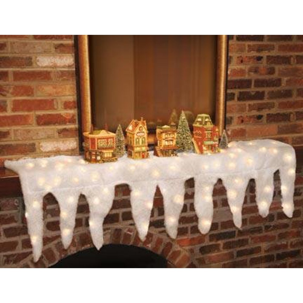Christmas Snow Fall LED Lighted Mantel Cover