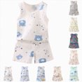 thumbnail image 4 of UAYOTSE Toddler Baby Cute Pajamas Short Sleeve 2-Piece Set Soft Breathable Loungewear Dailywear Sleepwear for Spring Summer Boys Girls,Sizes 3-4 Years, 4 of 4