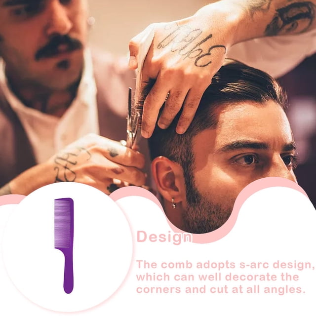 Peigne Fermé DIY Brosse de Coiffure Réutilisable Outil de Coiffure avec Peigne Courbé Rond Accessoires de Barbiers Outil de Coiffure Manche Rond Hommes Femmes Massage Violet