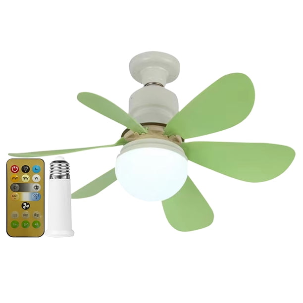 Ventilador de enchufe E27, luz LED, ventilador de techo con Control remoto, lámpara LED, Base E27, 42cm, luz de ventilador de techo interior, 3 velocidades para dormitorio y cocina