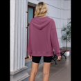 thumbnail image 4 of Suéter Holgado de Larga con Capucha y Bolsillos con Cremallera para Mujer, Otoño e Invierno Vino Tinto L, 4 of 10