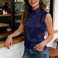 thumbnail image 2 of Fewfanhot Women Summer Tank Top Satin Solid Color Sleeveless Button Lapel Pullover Casual Fashion Lightweight Soft All Match Daily Comfort Tops, 2 of 8