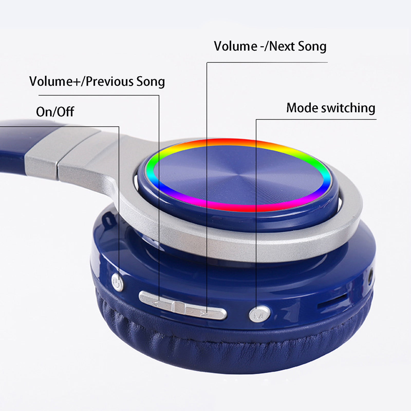 Bluetooth Headphones Over Ear, 65H Playtime and 6 EQ Music Modes Wireless Headphones with Microphone, HiFi Stereo Foldable Lightweight Headset, Deep Bass for Home Office Cellphone PC Ect.(Blue)