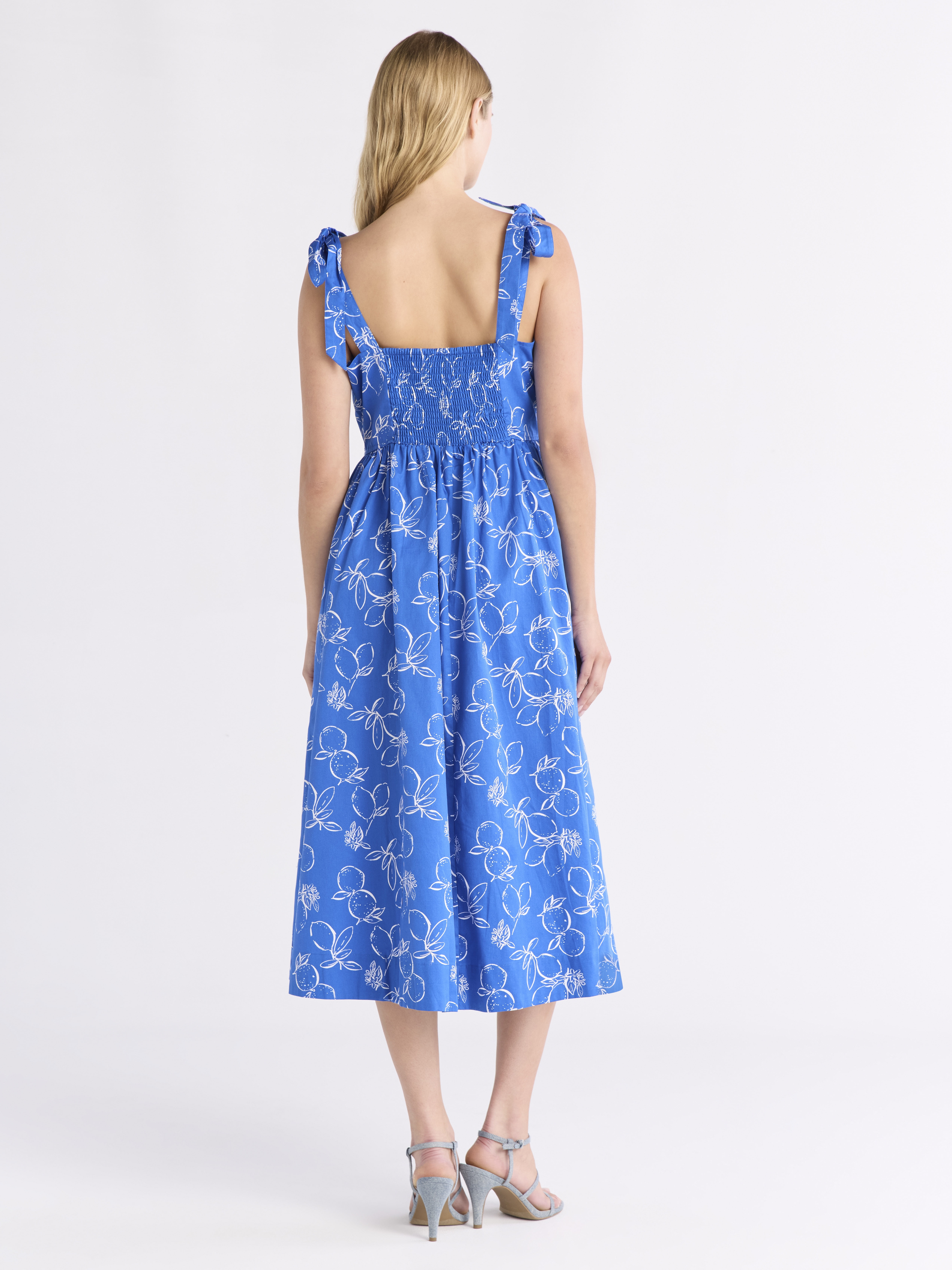 Free Assembly Women's and Women's Plus Sleeveless Cotton Midi Dress with Tie Shoulders, XS-4X