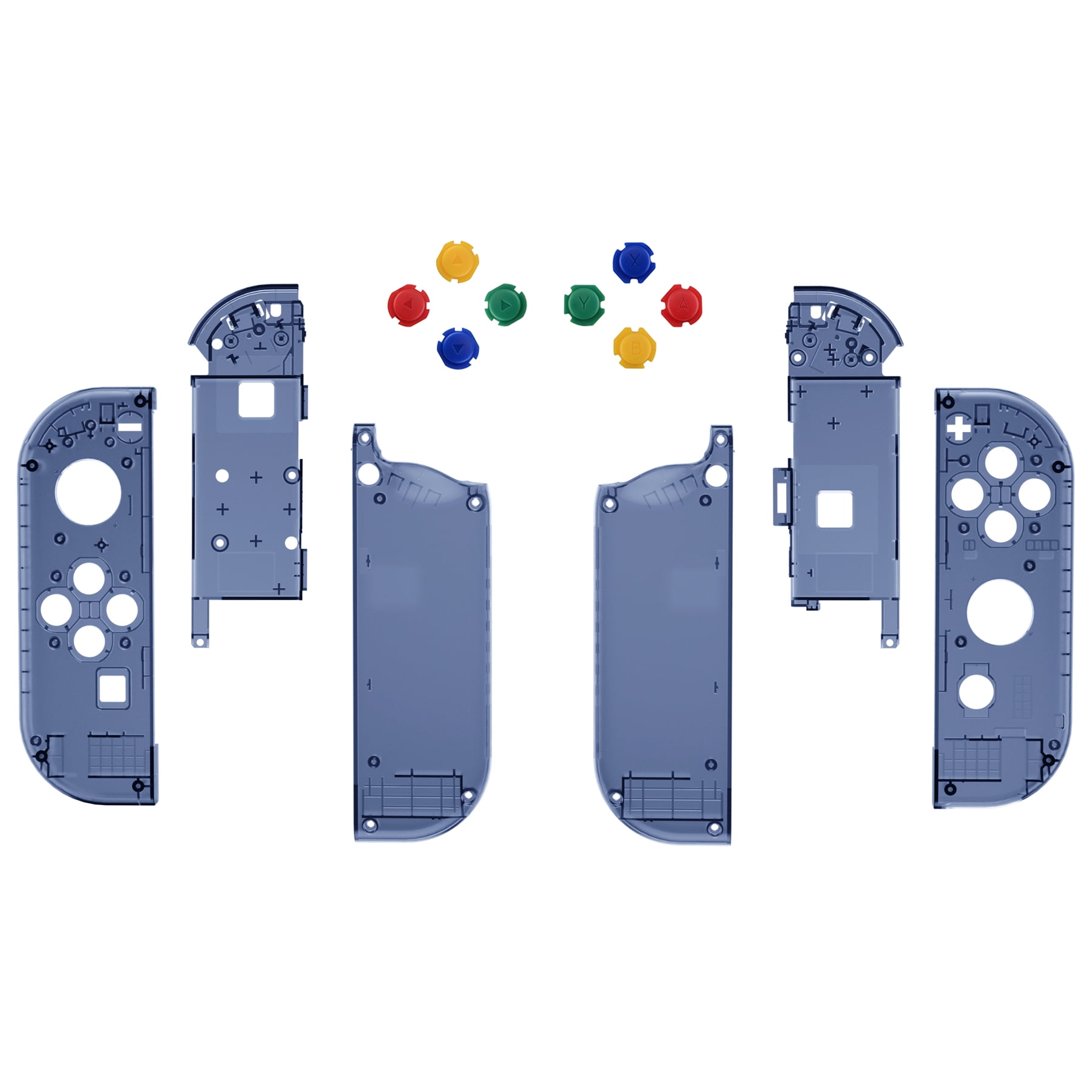 Clear Deep Ocean Blue Housing w/Colorful Buttons Replacement Shell for Nintendo Switch/OLED Joycon