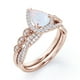 thumbnail image 3 of Anillo de Compromiso Vintage JeenMata 1,5 ct con Ópalo y Moissanita Creado en Lab Tallado en Pera Halo Pavé Oro Rosa 18 K sobre Plata, 3 of 6