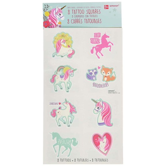 Magical Unicorn Girls Child Birthday 8 Temporary Tattoo Party Favors