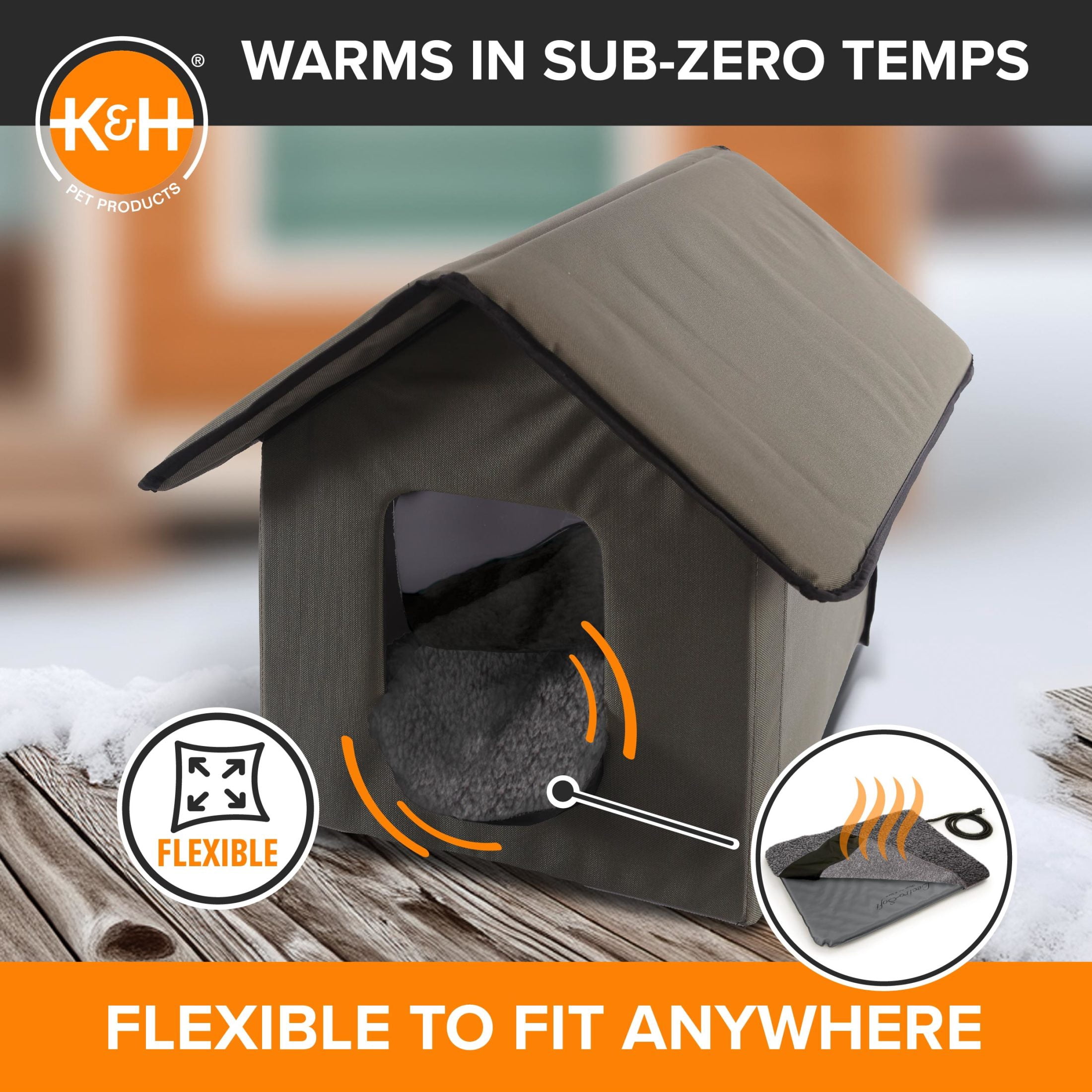 K&H Pet Products Lectro-Soft Outdoor Heated Pet Bed Gray Small 18 X 14 Inches