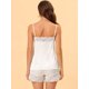 thumbnail image 4 of Lencería sexy de satén para mujer, con ribete de encaje, camisetas, pantalones cortos, pijamas, conjuntos blanco XS, 4 of 5