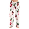 thumbnail image 2 of Women's Christmas Printed Plush Casual Pants with Drawstring Elastic Waist, Long Trousers for Home and Casual Wear, Comfortable Design,Pink,3XL, 2 of 6