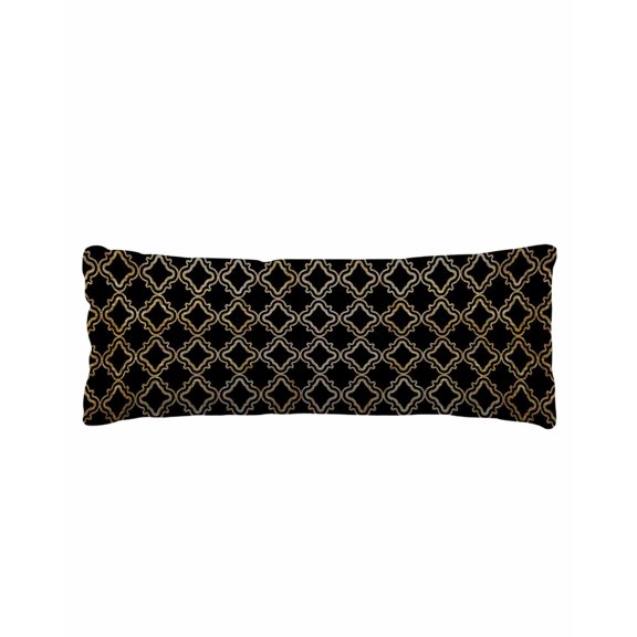 Black Moroccan Body Pillow Cover 20 x 54 Inch Decorative Pillow Cover Geometric Abstract Art Modern Lumbar Pillowcase Seasonal Rectangle Cushion Case for Couch Sofa Bed Living Room