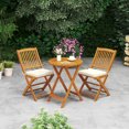 thumbnail image 2 of Costway Outdoor Folding Chairs Set of 4 Acacia Wood High-Back Chair with Seat Cushions Beige, 2 of 8