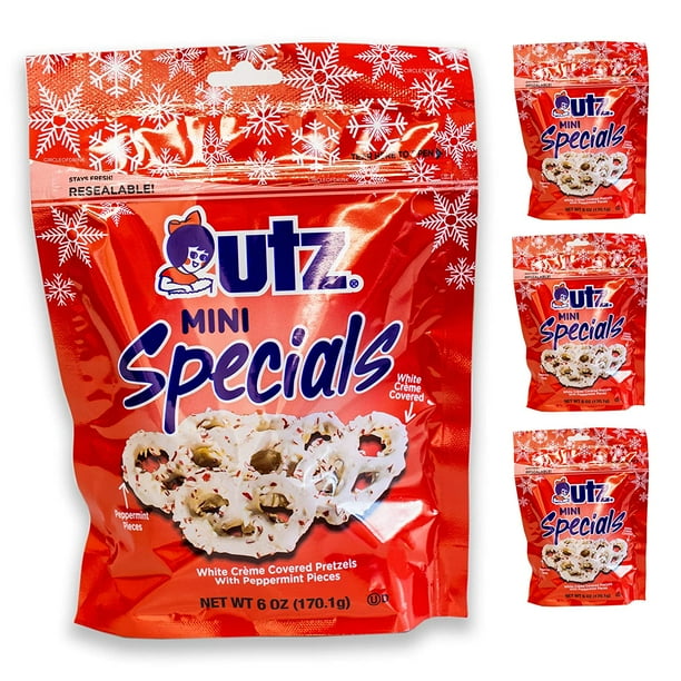 Utz Mini Specials Pretzels White Chocolate Covered With Peppermint Pieces Holiday Christmas