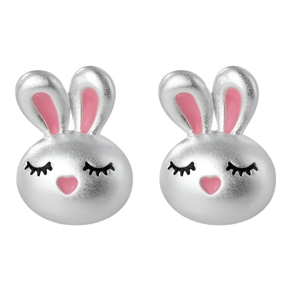 DESIGNICE Easter Pink Bunny Face Stud Earrings – Cute Trendy Rabbit Earrings for Spring Easter Earrings for Women