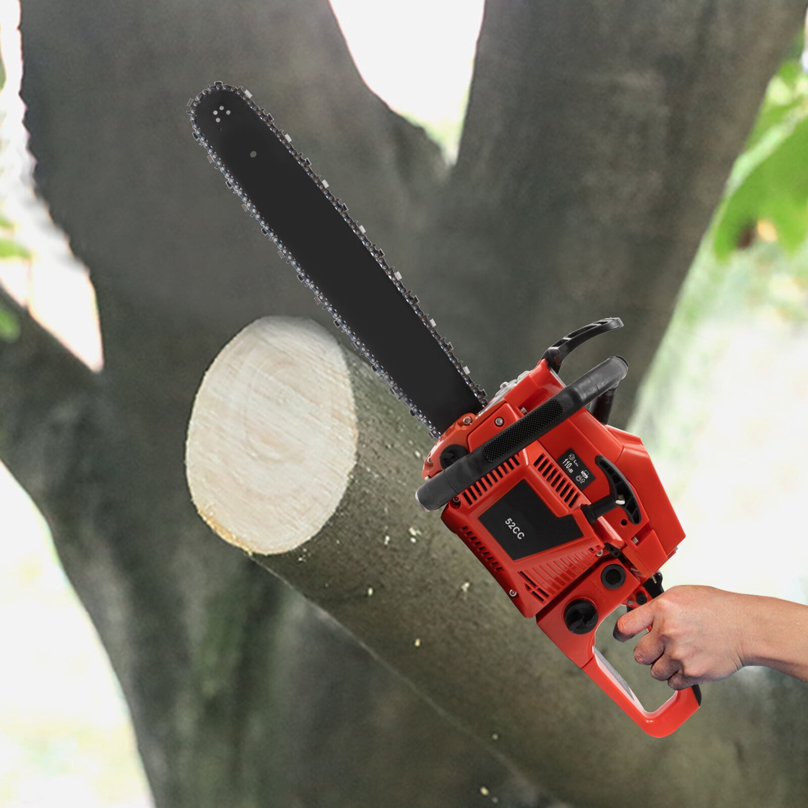 52CC 2-Stroke 20 In Chainsaw Gasoline Power Wood Cutting Limbing Chainsaw for Gardening, Home Woodworking