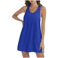 thumbnail image 1 of Mefallenssiah Femmes Col Rond Robe Femmes Casual Solide Couleur Bretelles V-Cou Pull Sans Manches Robe, 1 of 6