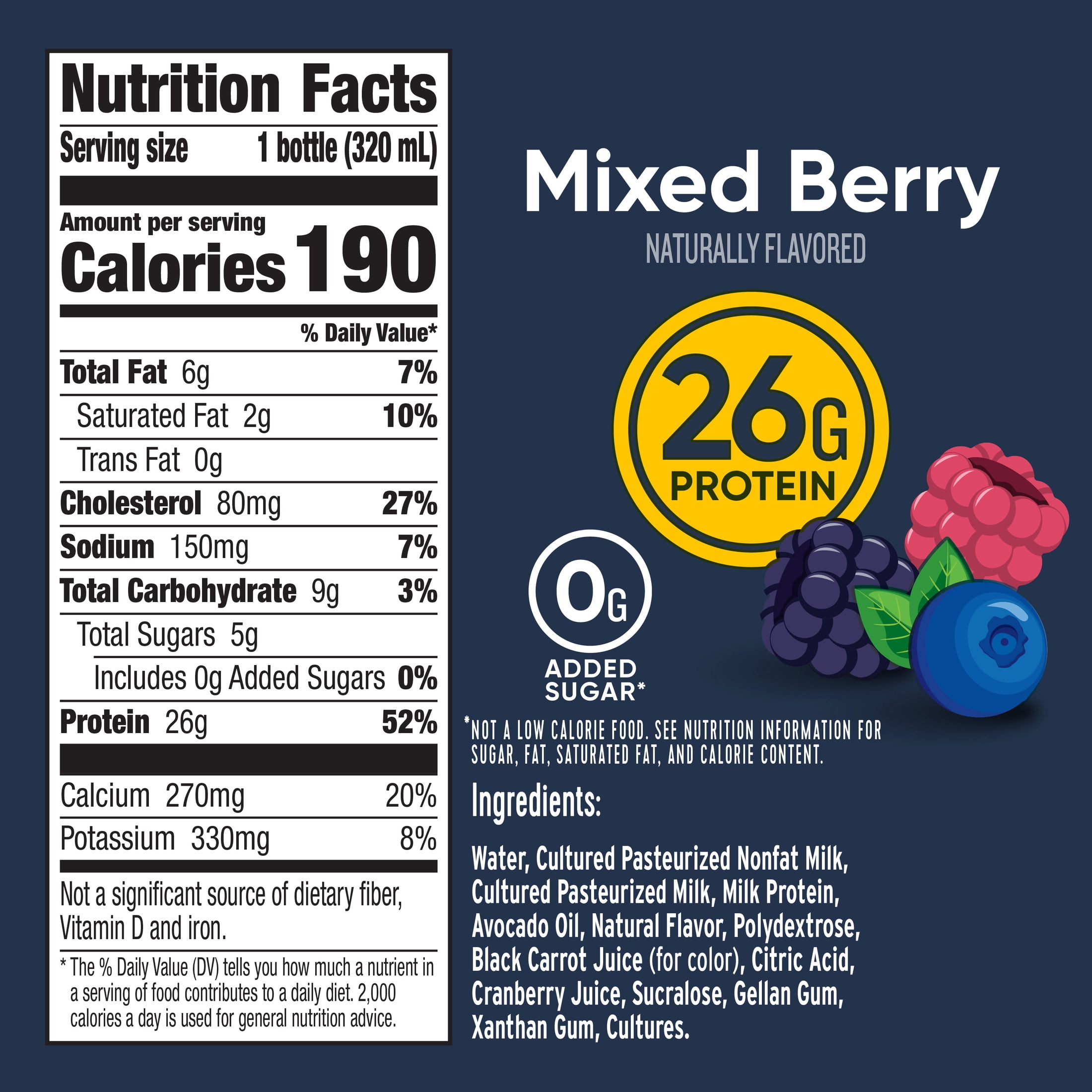 Ratio Protein Dairy Drink, Mixed Berry, 26g Protein, 10.8 fl oz