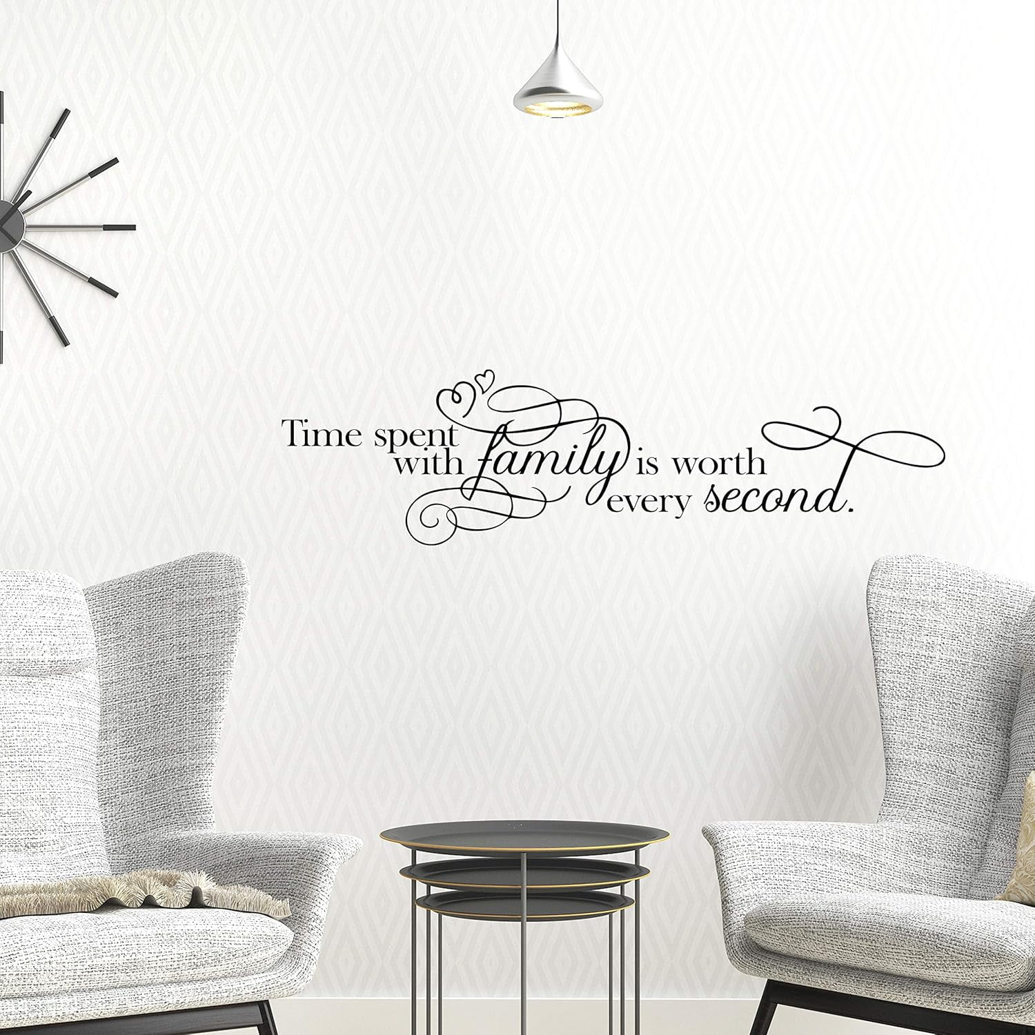 QTH Time Spent with Family is Worth Every Second Wall Sticker Dining Room Wall Decal Living Room Decor Sign Quote Wall Art Vinyl Wall Decal Kitchen Bed Room Words Saying Rustic Farmhouse