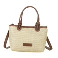thumbnail image 3 of Bolso de playa de paja bolso de hombro para mujeres regalas de moda de bolsillo de bolso múltiple para festival de música de piscina de picnic al aire Caqui, 3 of 8