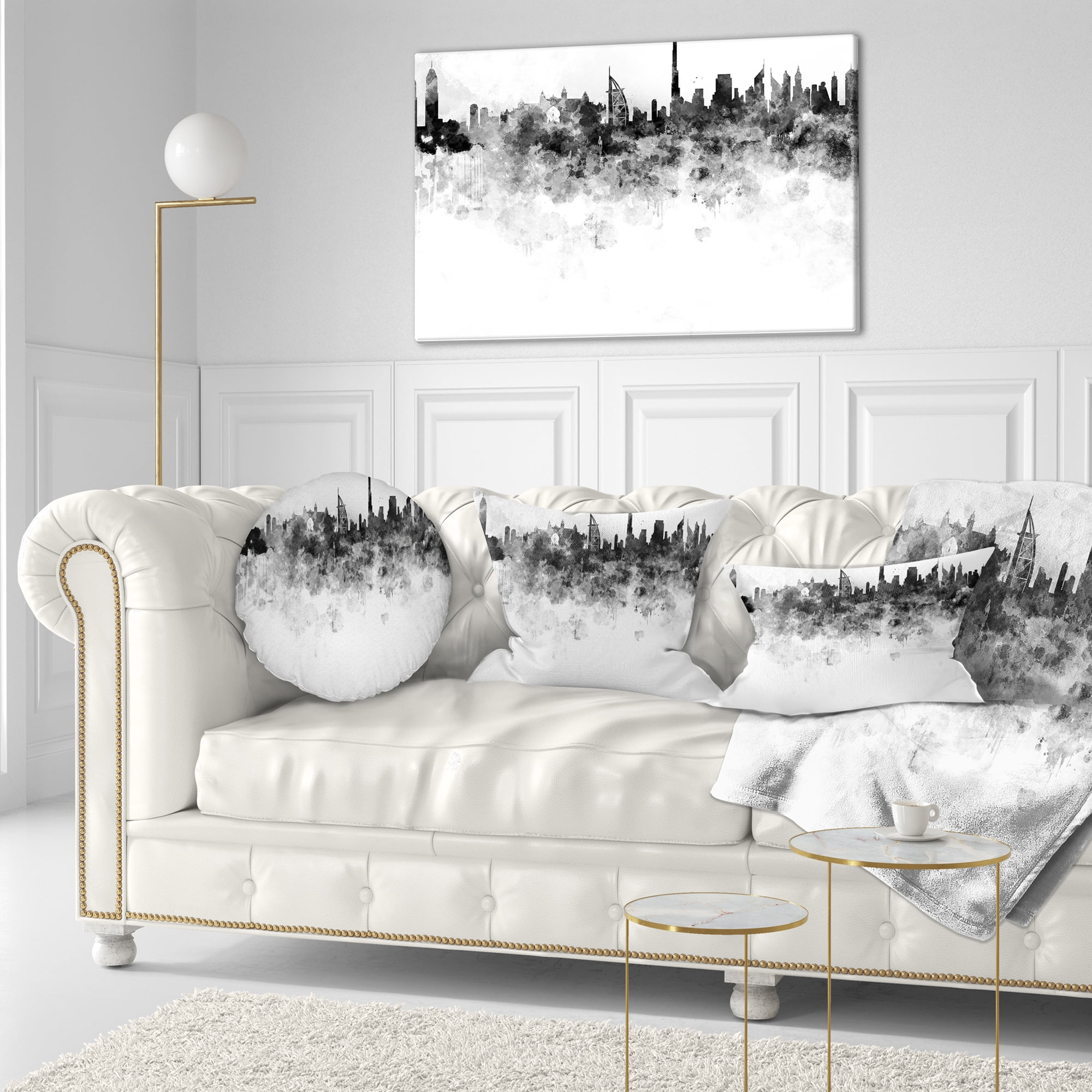 Designart Dubai Skyline - Cityscape Throw Pillow - 12x20