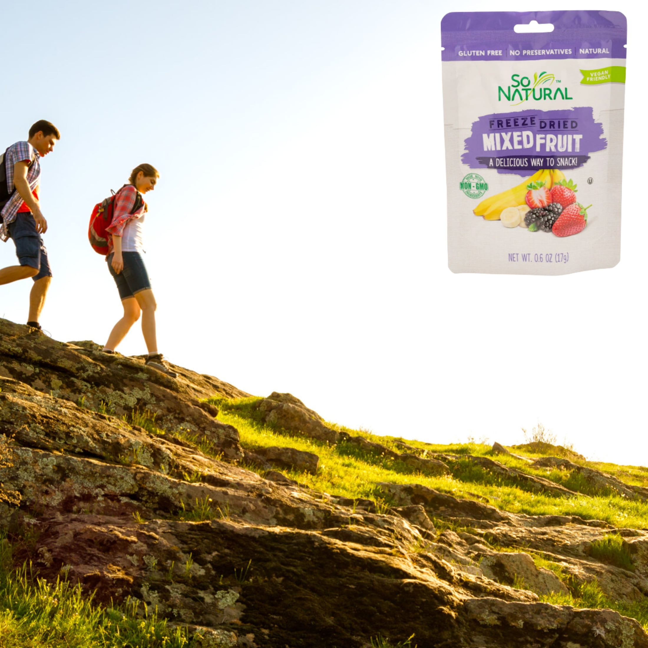 So Natural Freeze Dried Mixed Fruit 0.6oz Natural and Healthy Food Products Freeze Dried Fruits No Moisture Preserving their Flavor and Nutrients Long Shelf Mix Healthy Snack Trail Mix Burst Pack of 6