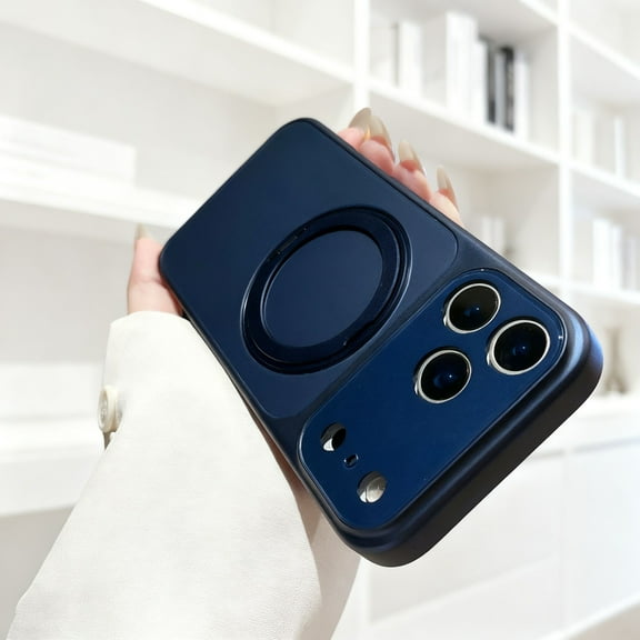 Stand Case for iPhone 17 Pro Max with Camera Lens Protector, Build-in Invisible Ring Kickstand and Secure Ring Grip, Shockproof Slim Lightweight Protective Phone Cover for iPhone 17 Pro Max, Blue