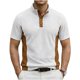 thumbnail image 4 of Ceisia Men's Loose Fit Ribbed Polo Shirt Short Sleeve Stand Collar Color Block Casual Daily Summer Tops White M Gifts, 4 of 4