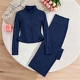 thumbnail image 2 of BXJX Girls Yoga Outfit Sets, Zip up Long Sleeve 2 Piece Sports Jacket and Flare Pants Sets Navy Size 5-6 T, 2 of 8