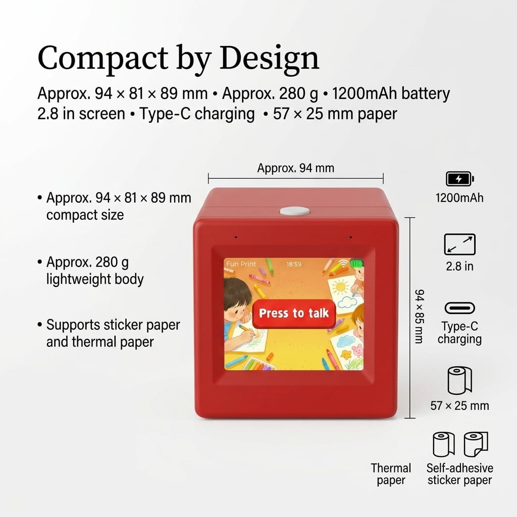 Mini Sticker Printer for Kids, Sticker Maker & Inkless Thermal Printer with Screen Preview, Portable Kids Sticker Printer for DIY Coloring Crafts, WiFi Mini Thermal Sticker Printer