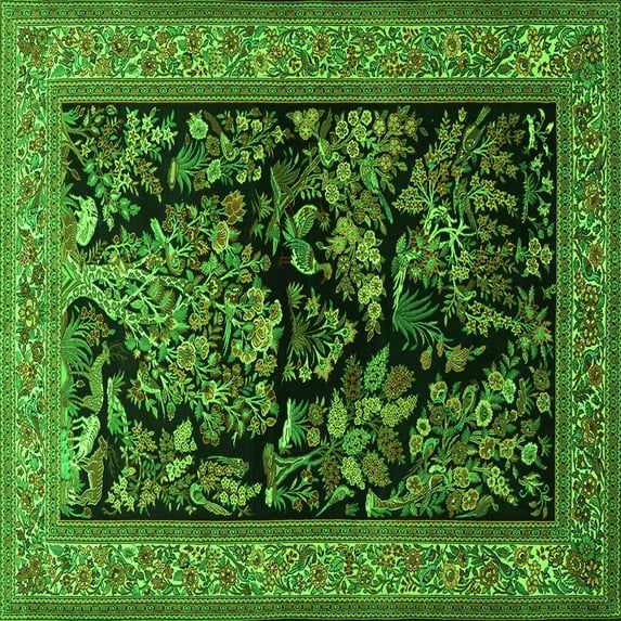 Ahgly Company Indoor Square Persian Green Traditional Area Rugs, 5' Square
