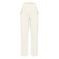 thumbnail image 5 of Yuhangmm Women's Pants, Women Waist Wide Leg Pants High Waisted Wide Leg Pants Fashion Elastic Trousers Comfy Straight Leg Long Pants With Pockets Womens Pants White XXL, 5 of 6