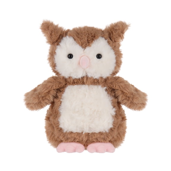 Apricot Lamb Dark Brown Flower Owl Plush Toy for Kids 9.5 Inches