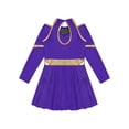 thumbnail image 6 of iiniim Cheer Leader Girls Contrast Color Cold Shoulder Cheerleading Uniform Dress Birthday Party Purple 12, 6 of 7