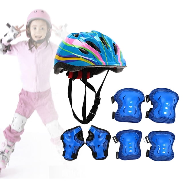 Quzzie Kids Sport Protective Gear Multipurpose Adjustable Kids Bike Helmet Set for Bike Blue