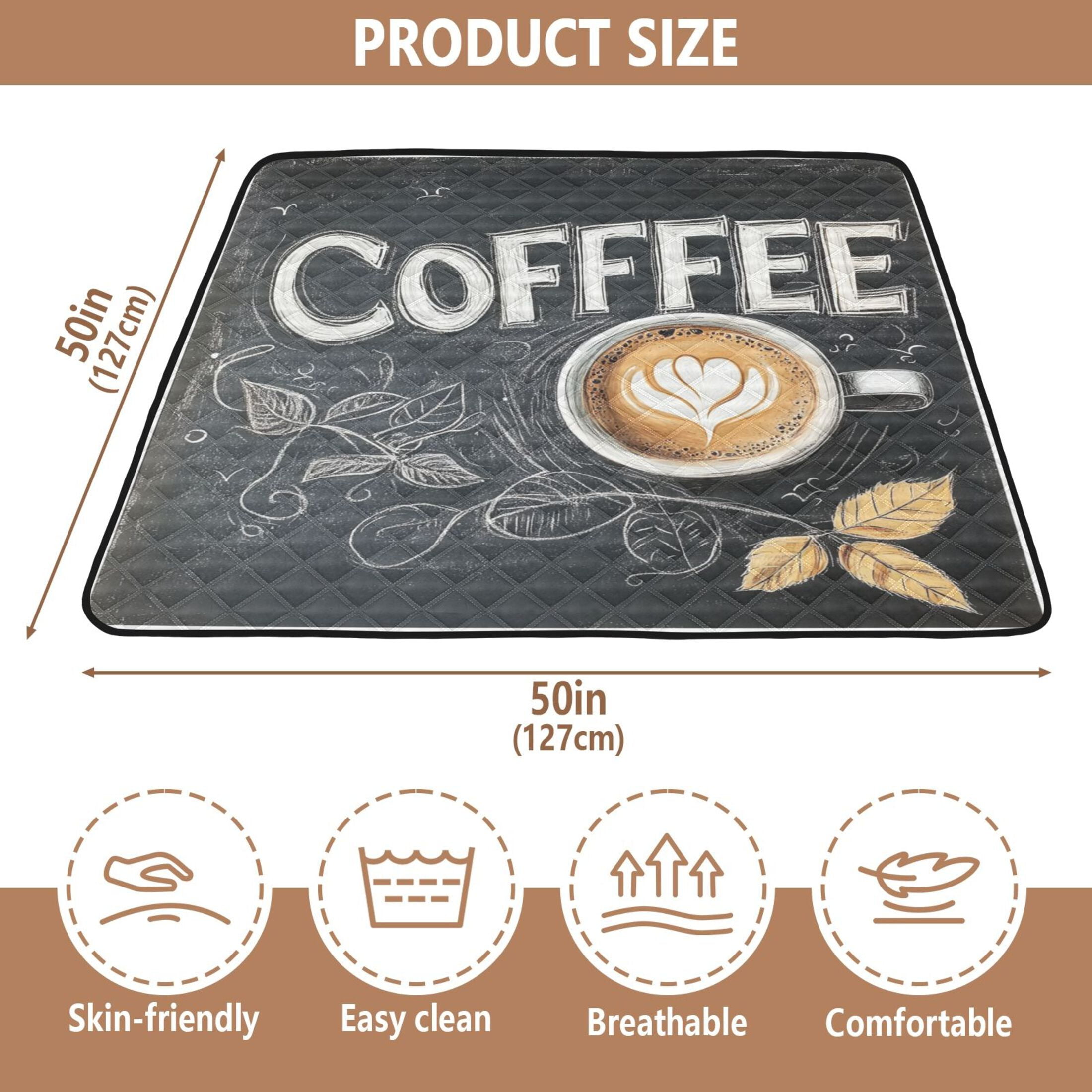WOBOGO Coffee Time Baby Playmats Extra Large Waterproof Rollable Activity Pads for Toddlers 50×50inch